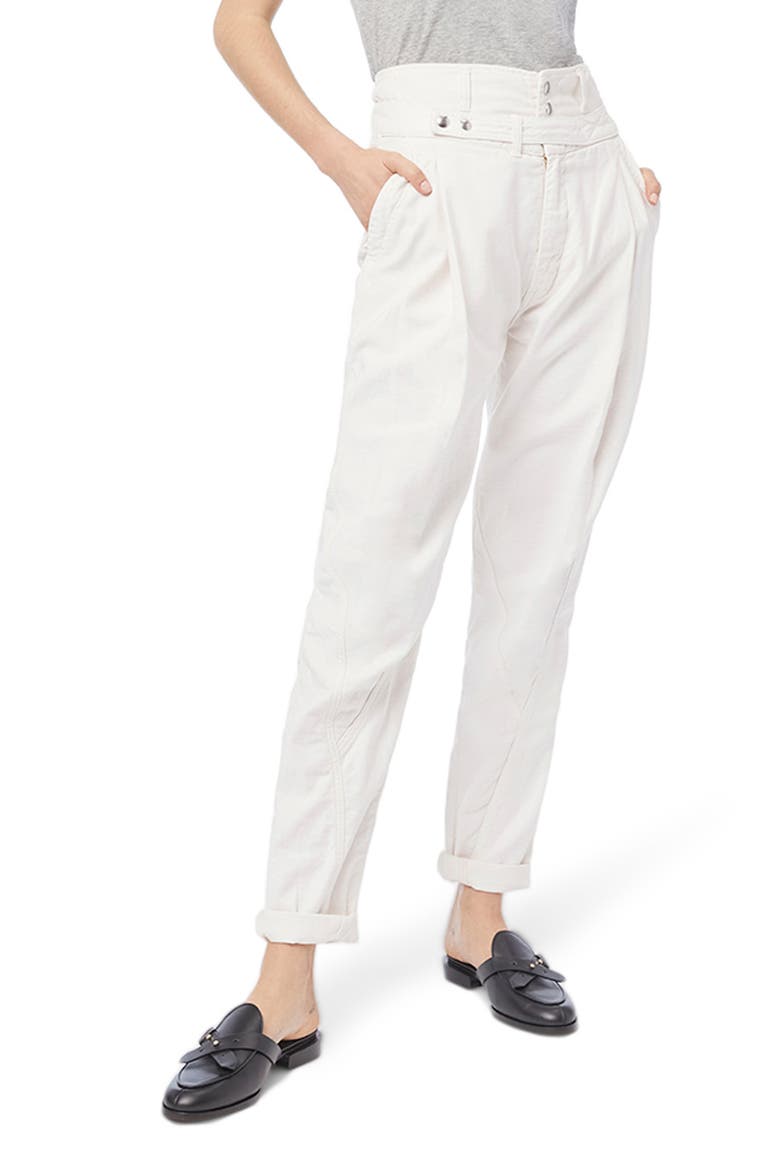 Twist Seam Belted Tapered Trousers, Alternate, color, BLANC