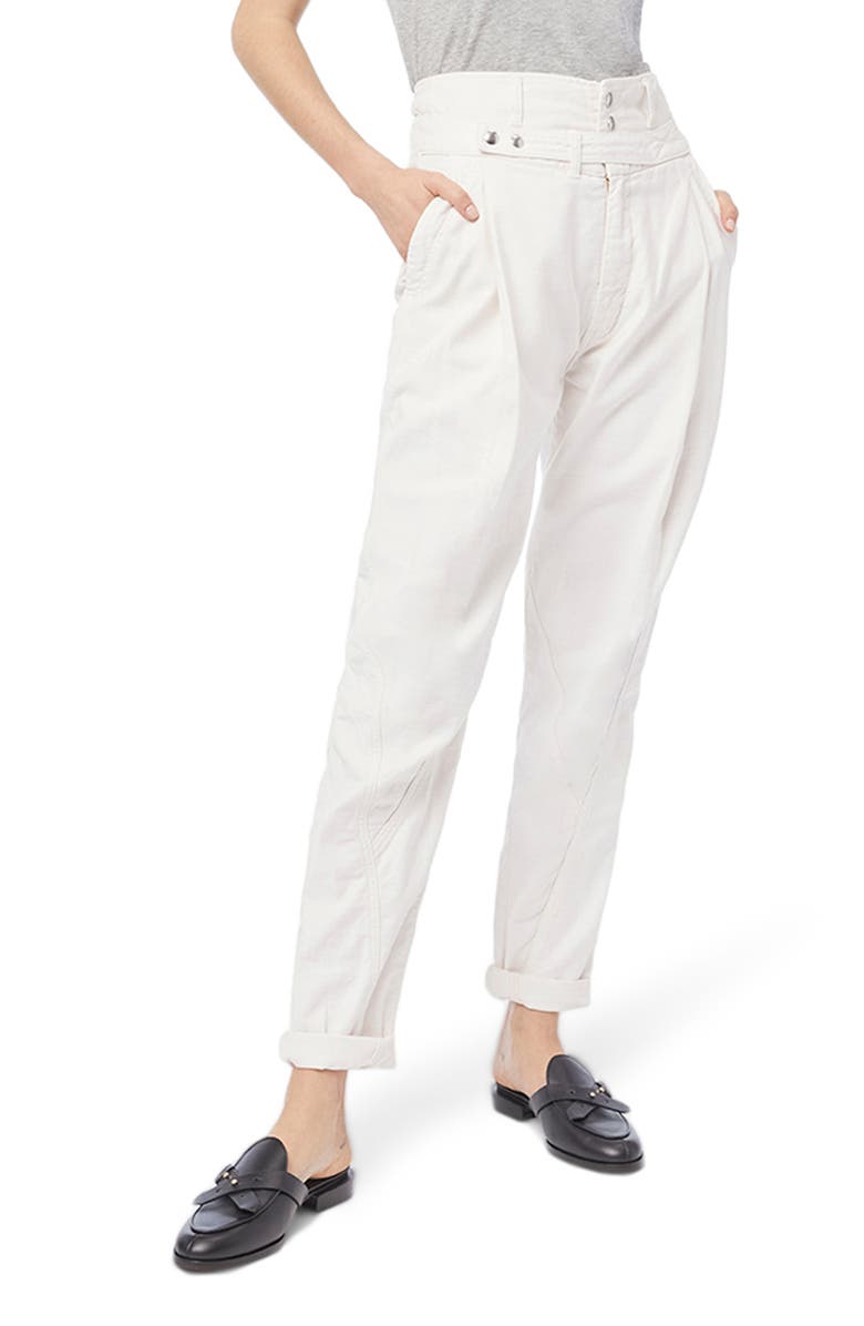 FRAME Twist Seam Belted Tapered Trousers, Alternate, color, 