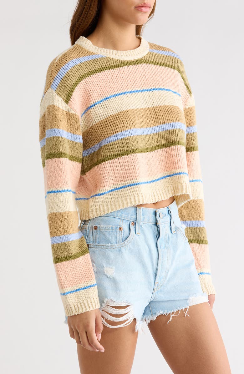 Billabong Stripe Cotton Blend Sweater, Alternate, color, Light Peach