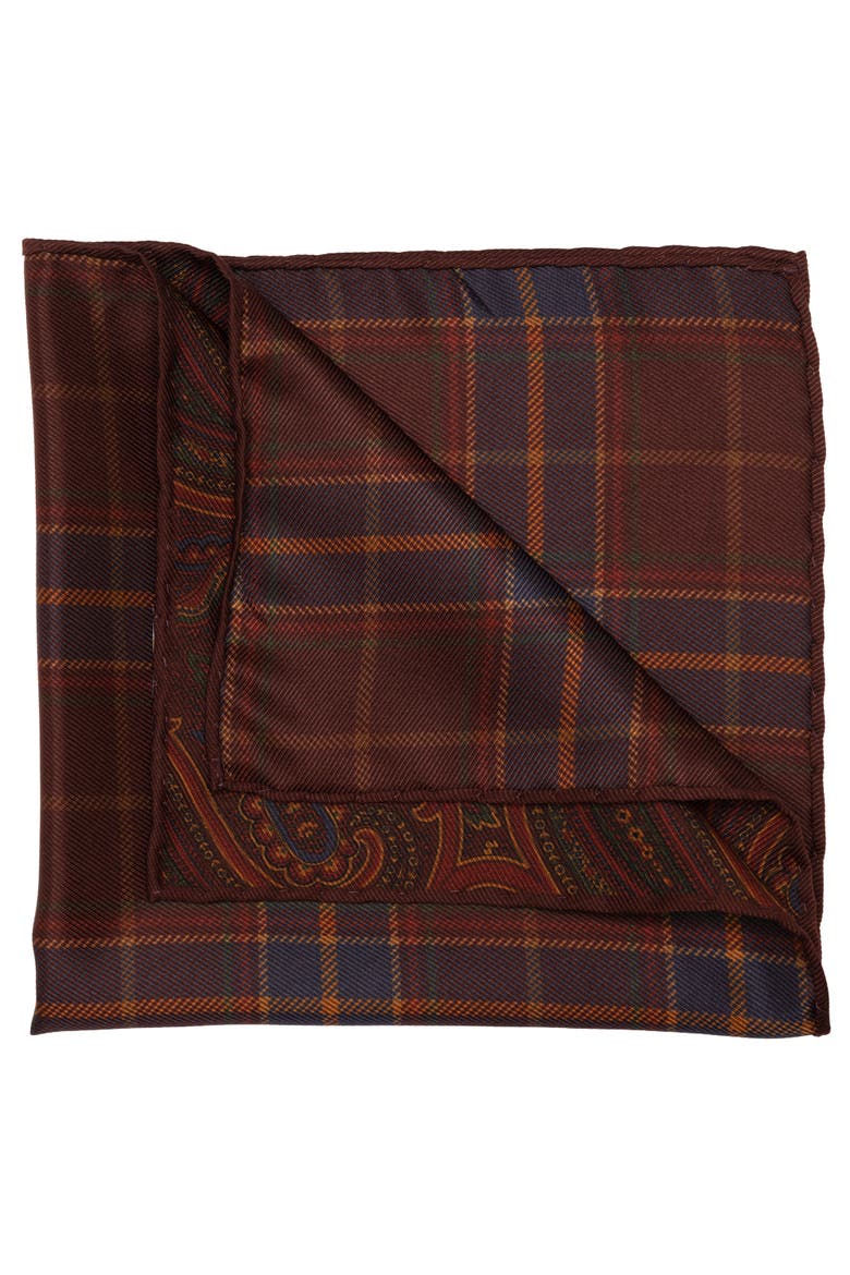 Positano - Double Sided Silk Pocket Square for Men, Main, color, Burgundy