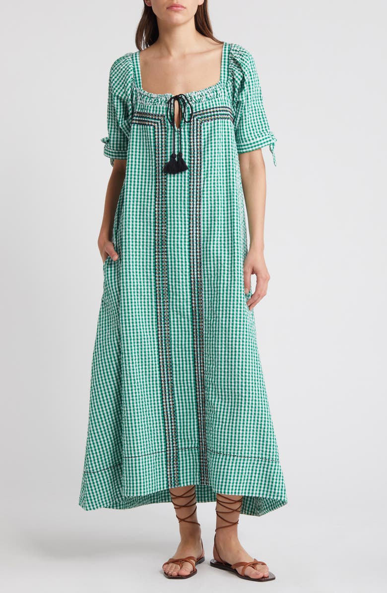 Free People Cass Gingham Cotton Seersucker Maxi Dress, Main, color, 