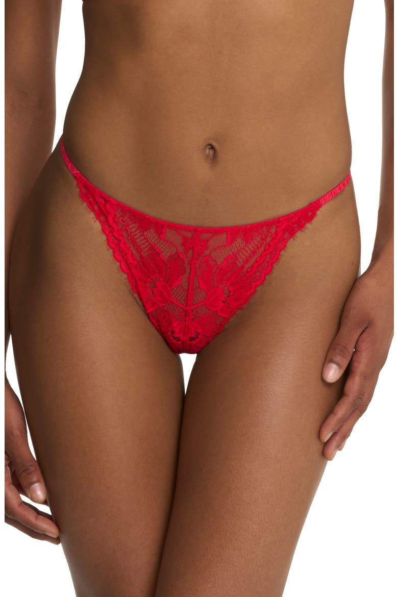 Fleur Lace Thong, Alternate, color, BONFIRE