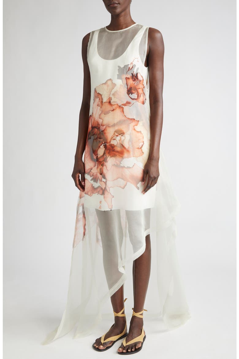 Burnt Floral Silk Organza Gown, Alternate, color, CALICO / PINK GINGER