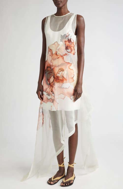 Jason Wu Collection Burnt Floral Silk Organza Gown In White