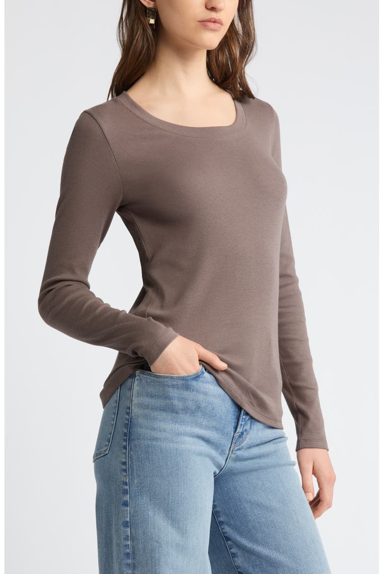 Stretch Pima Cotton Long Sleeve T-Shirt, Alternate, color, GREY PLUM