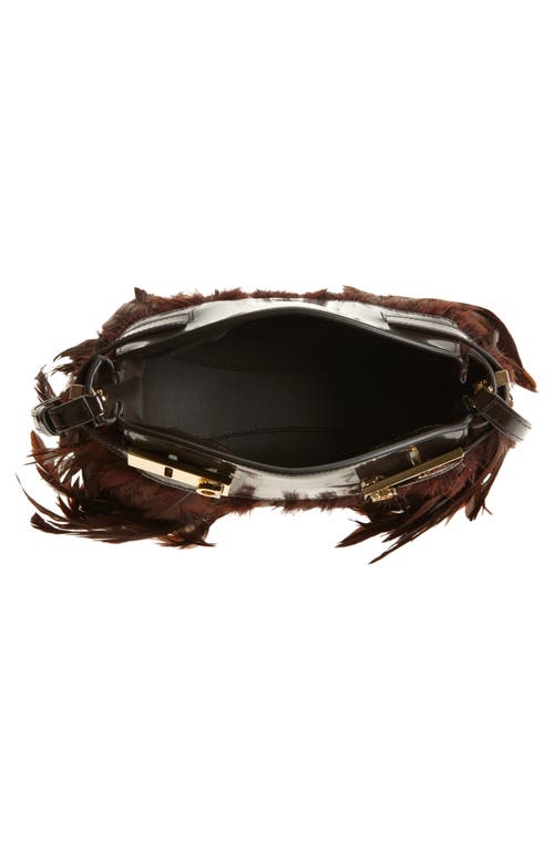Ferragamo Hug Leather & Feathers Clutch In Brown