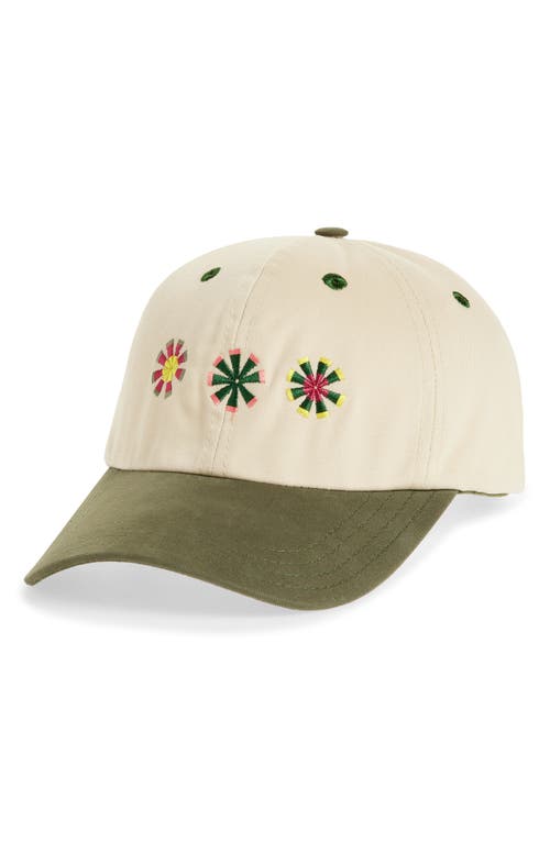 Drake's Embroidered Kantha Suns Adjustable Baseball Cap in Cream And Lovat  product