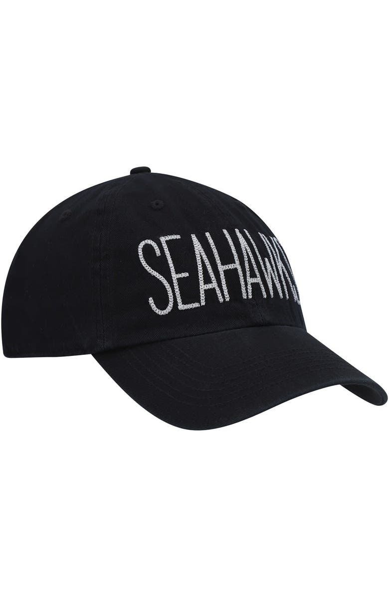 '47 Women's '47 Black Seattle Seahawks Shimmer Text Clean Up Adjustable Hat, Alternate, color, 