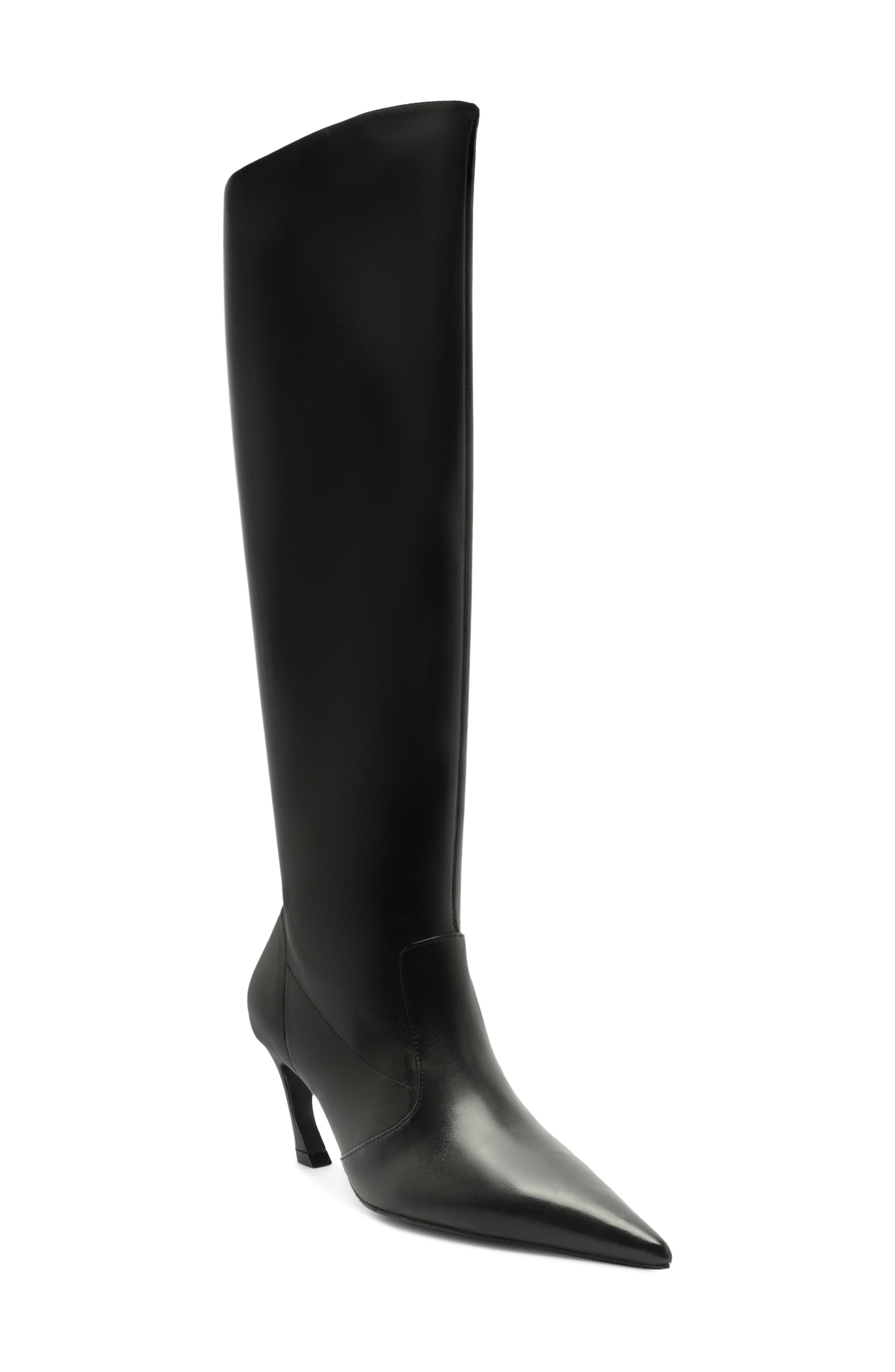 Lexi Slouch Leather Boot, Main, color, BLACK