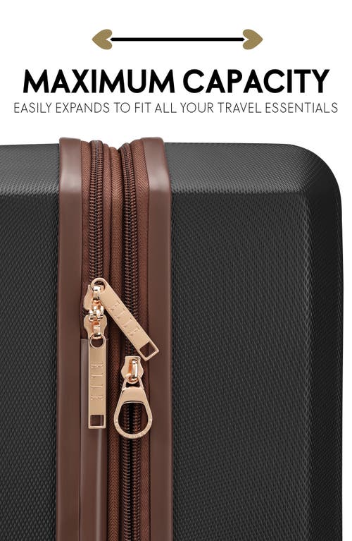 Elle Luxe Journey 3 Piece Expandable Retro Spinner Luggage Set In Black