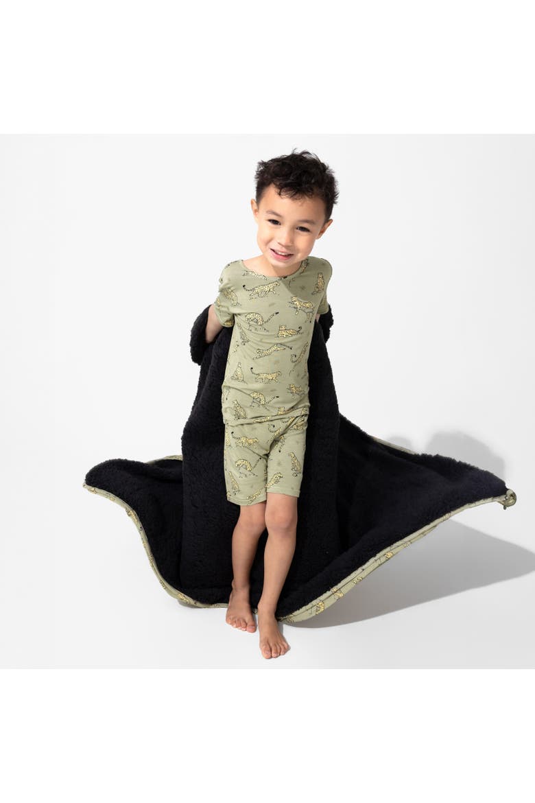 Sage & Spots Leopard Kids 2-Piece Short Sleeve & Shorts Pajama Set, Alternate, color, Sage & Spots Leopard