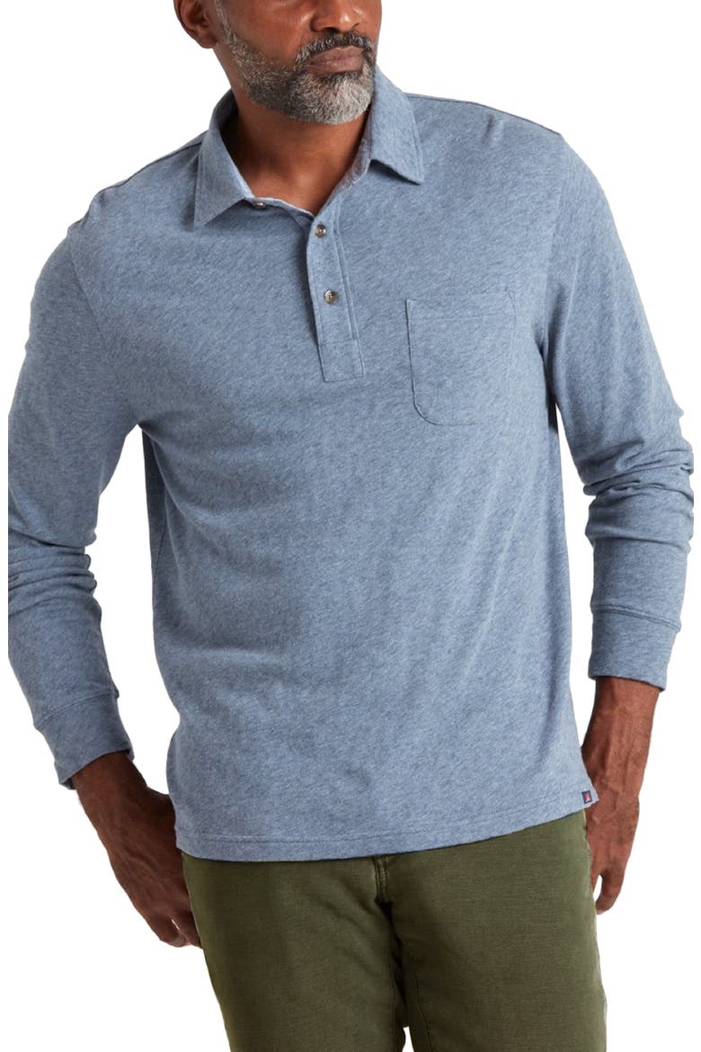 Luxe Long Sleeve Polo, Main, color, FLINT HEATHER