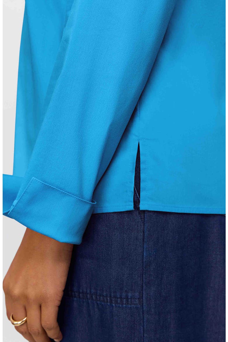 Tammy Ruffle Collar Cotton Blend Top, Alternate, color, MALIBU BLUE