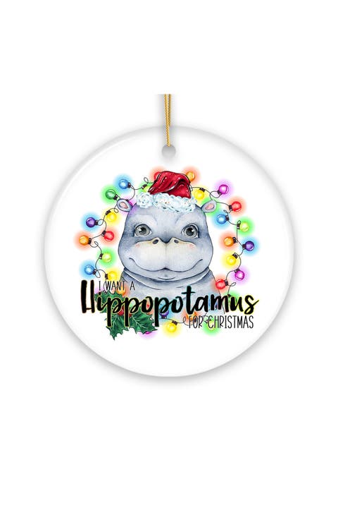I Want A Hippopotamus Santa Hat Lights Ornament
