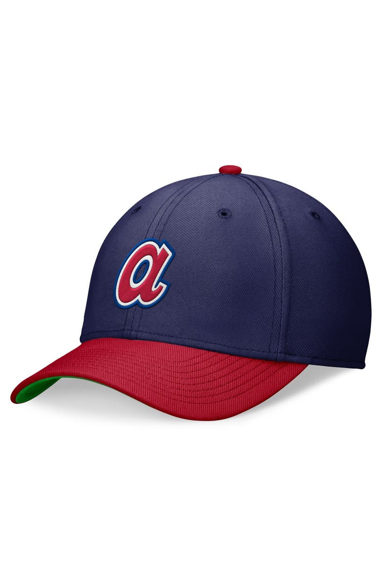 Nike Men's Nike Navy/Red Atlanta Braves Cooperstown Collection Rewind Swooshflex Performance Hat, Main, color, 