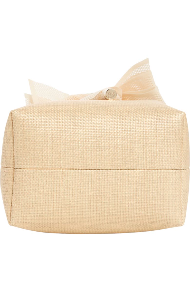 Jimmy Choo Bon Bon Bow Raffia Bucket Bag, Alternate, color,