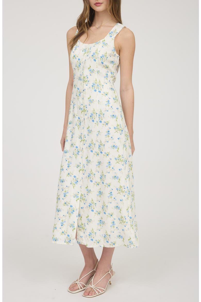 Floral Sleeveless Button Front Midi Dress, Alternate, color, IVORY MULTI