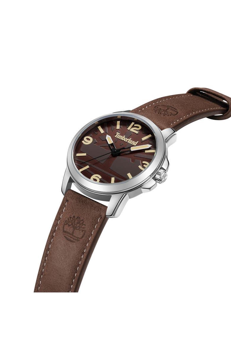 Timberland Men's Newburgh Leather Strap Watch, 46mm, Alternate, color, 