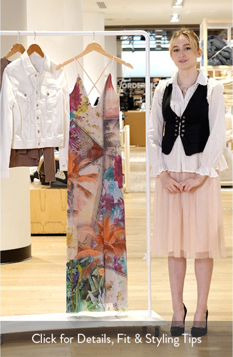 Romy Postcard Print Mesh Slipdress, sales video thumbnail