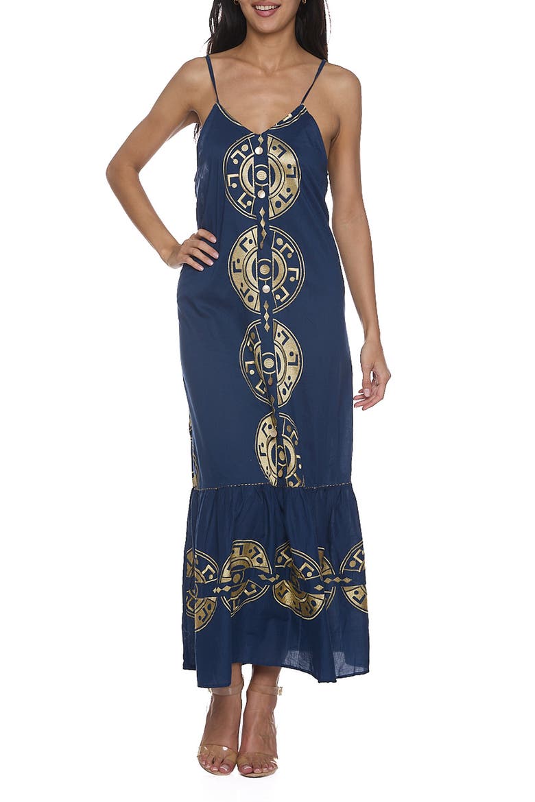 Cotton Maxi Sundress, Main, color, NAVY