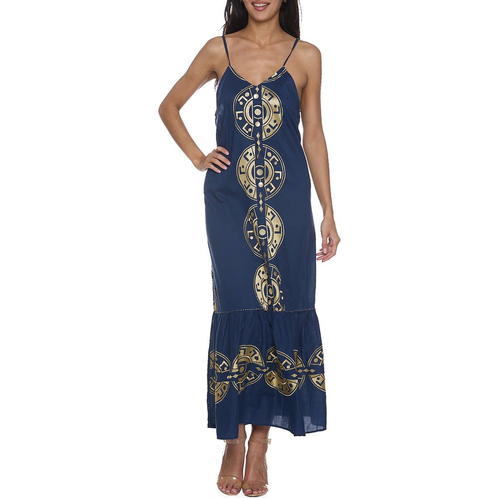 Ranee's Ranees Cotton Maxi Sundress In Green