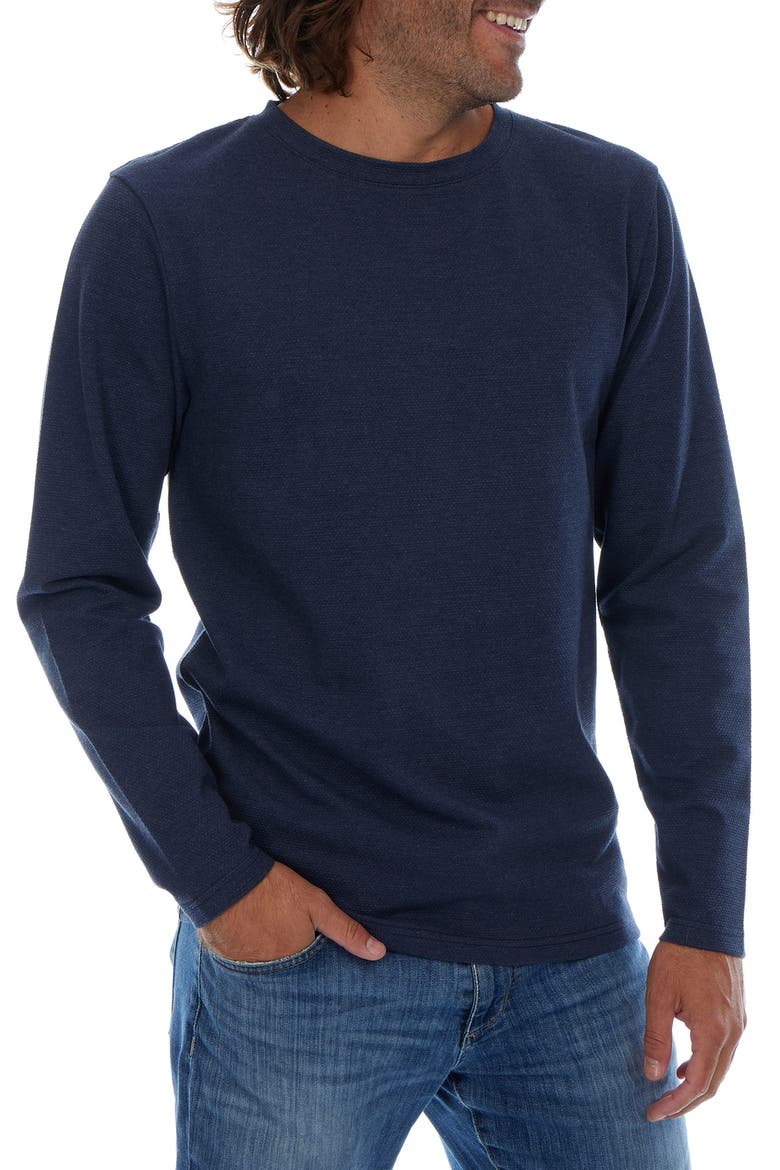 Textured Long Sleeve Crewneck T-Shirt, Alternate, color, NAVY HEATHER