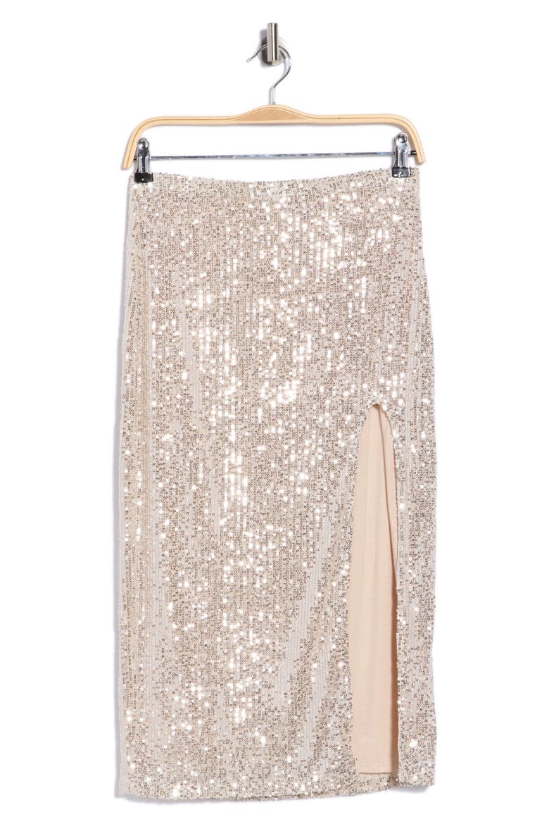 Pierre Sequin Pencil Midi Skirt, Alternate, color, CHAMPAGNE