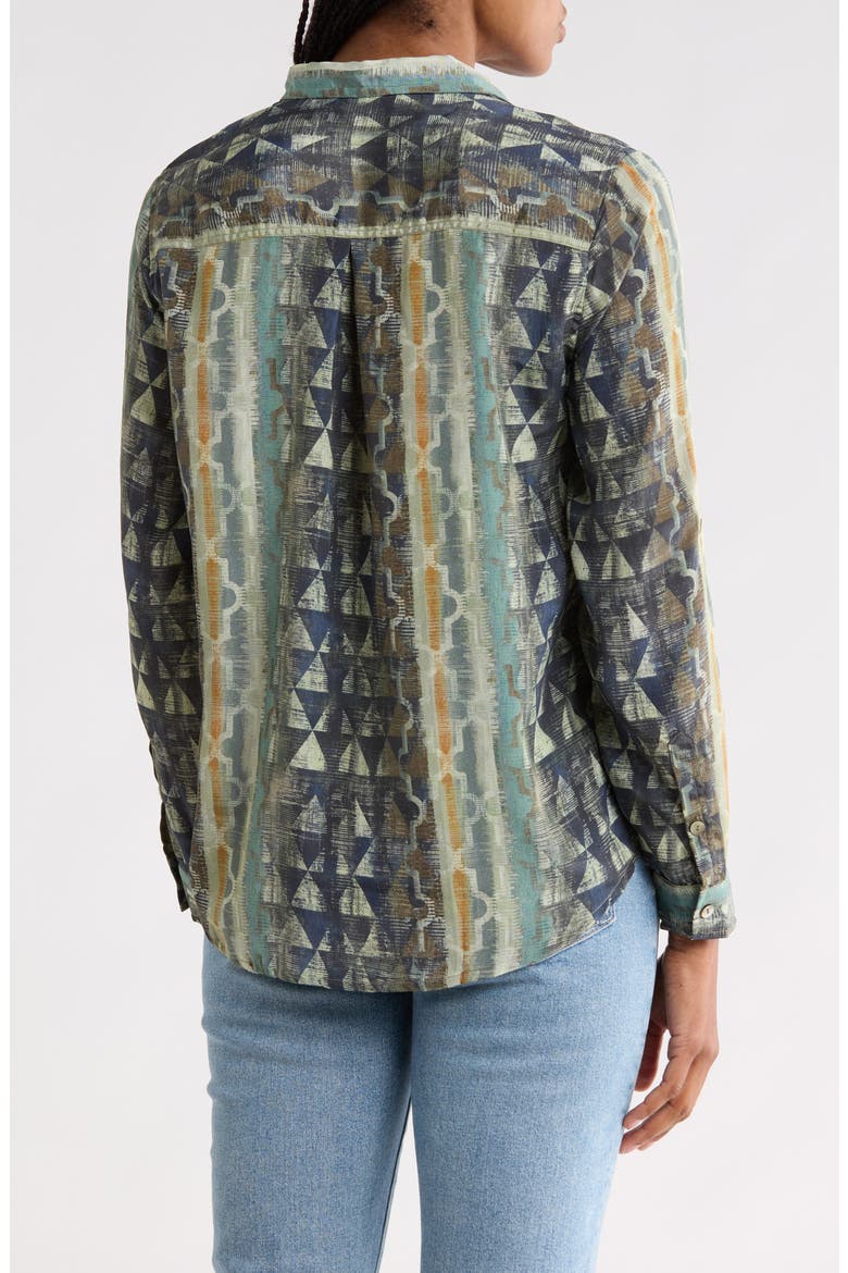 Roll Tab Sleeve Button-Up Shirt, Alternate, color, GREEN MULTI