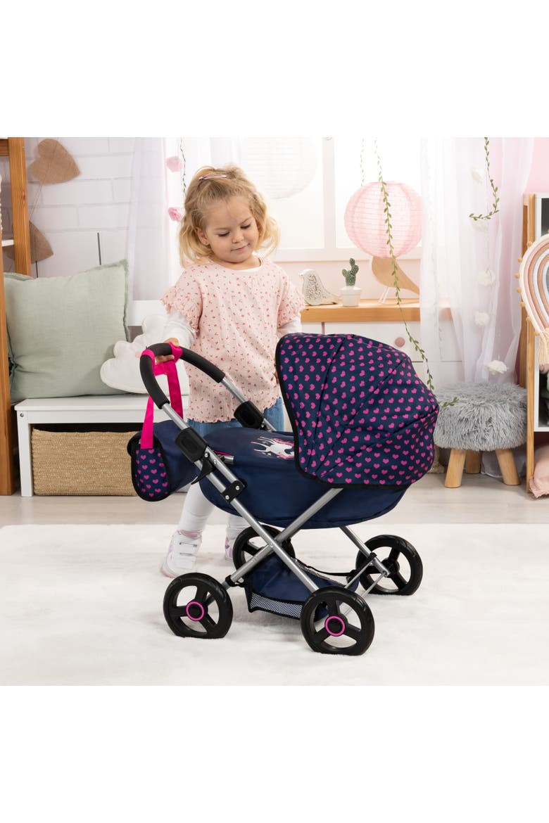 4 in 1 Toy Baby Doll Pram Stroller Cosy Set Up to 18 Inch, Blue, Purple, Alternate, color, Multicolored