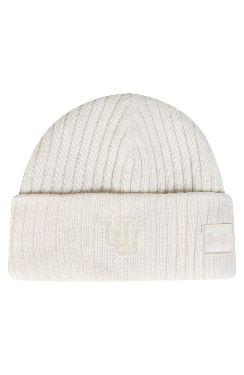 Under Armour Men
s Under Armour  Stone Utah Utes Sideline Halftime Shallow Cuffed Knit Hat, Alternate, color, Stone
