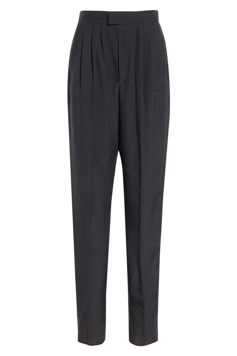Tailored Silk Straight Leg Pants, Alternate, color, NOIR
