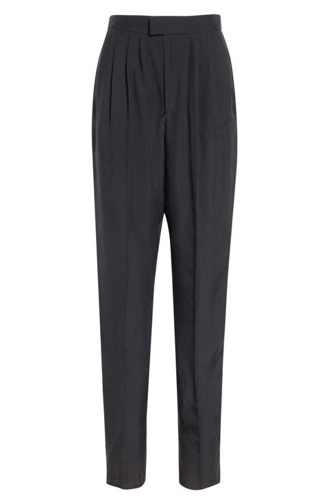 Tailored Silk Straight Leg Pants