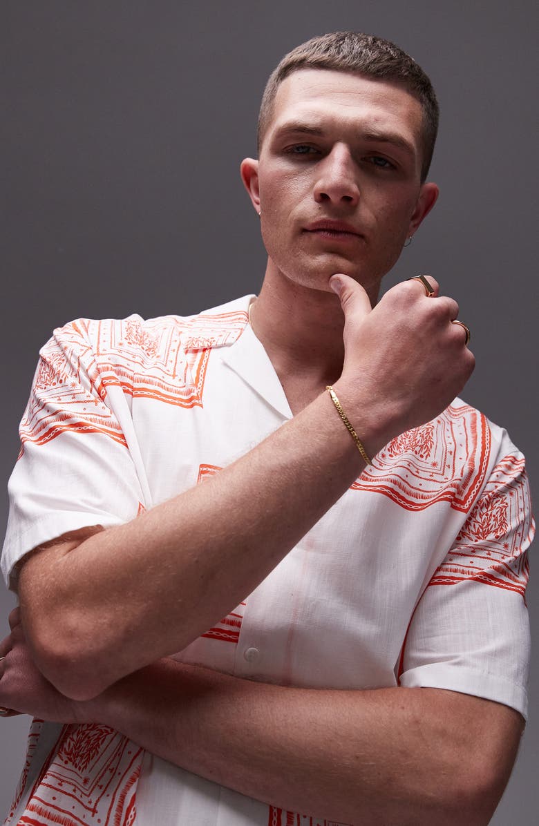 Topman Revere Short Sleeve Camp Shirt, Alternate, color, 