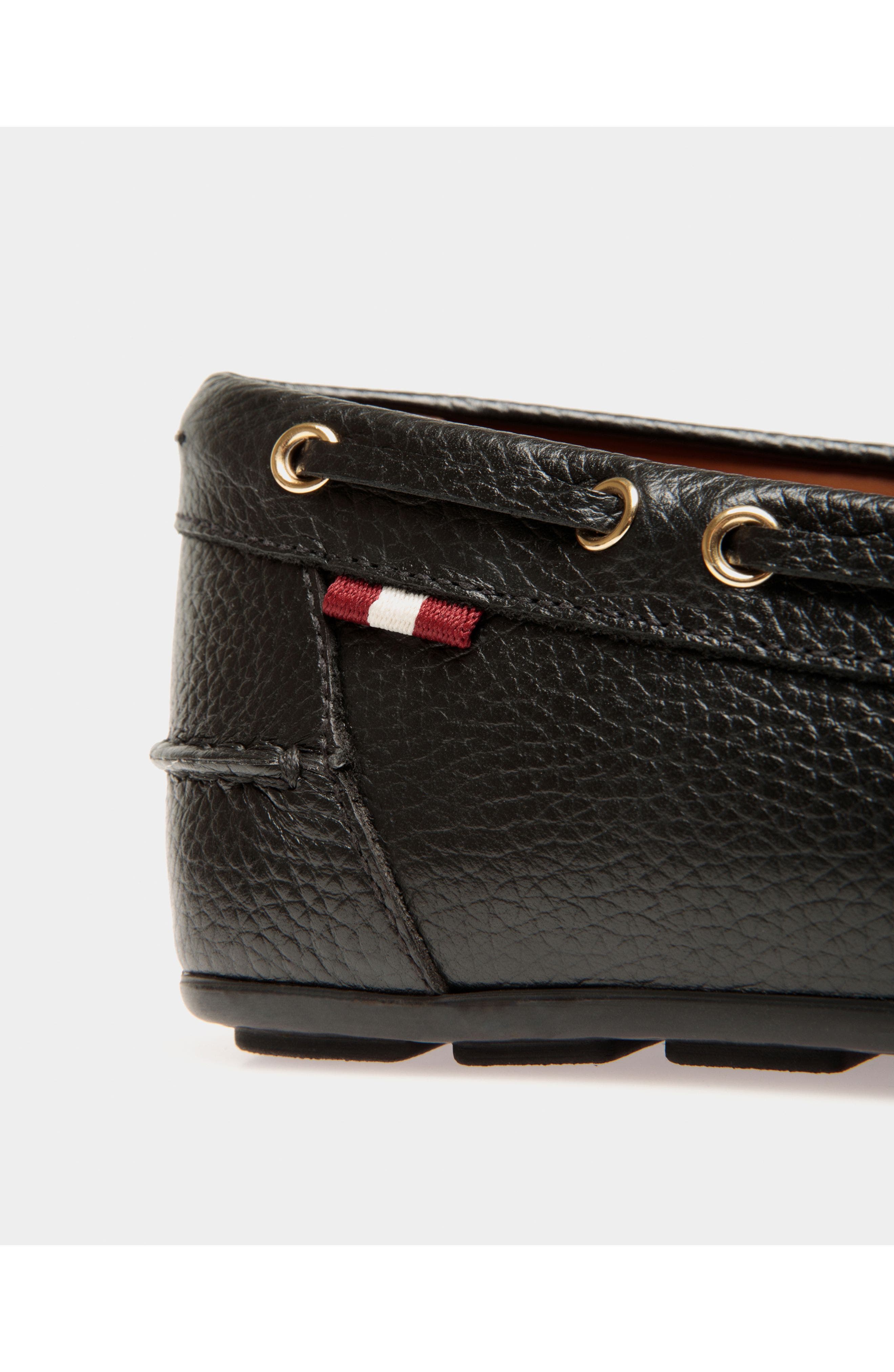 Bally Clay Driver in Grained Leather, Alternate, color, Black