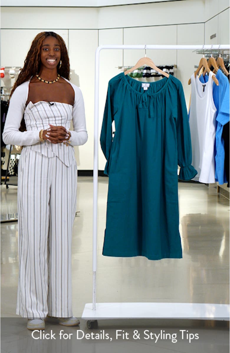 Tie Neck Flannel Nightgown, sales video thumbnail