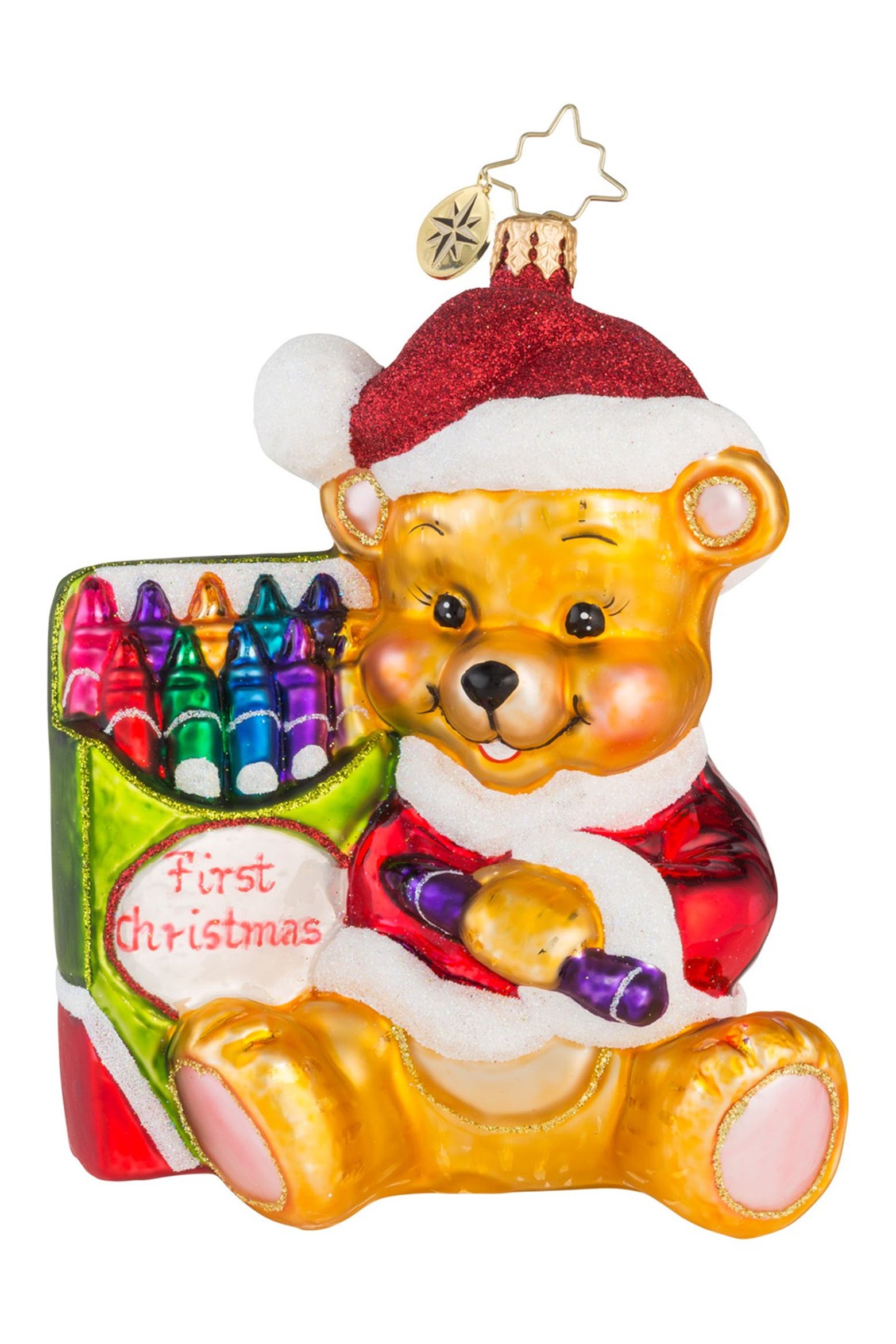 Teddy Radko Christopher Radko 'Color Me Cute' Teddy Bear & Crayons Ornament | Nordstrom