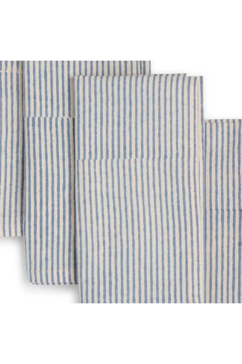 Vertex Hand Block Printed Napkins - Set of 4, Main, color, Blue Moon