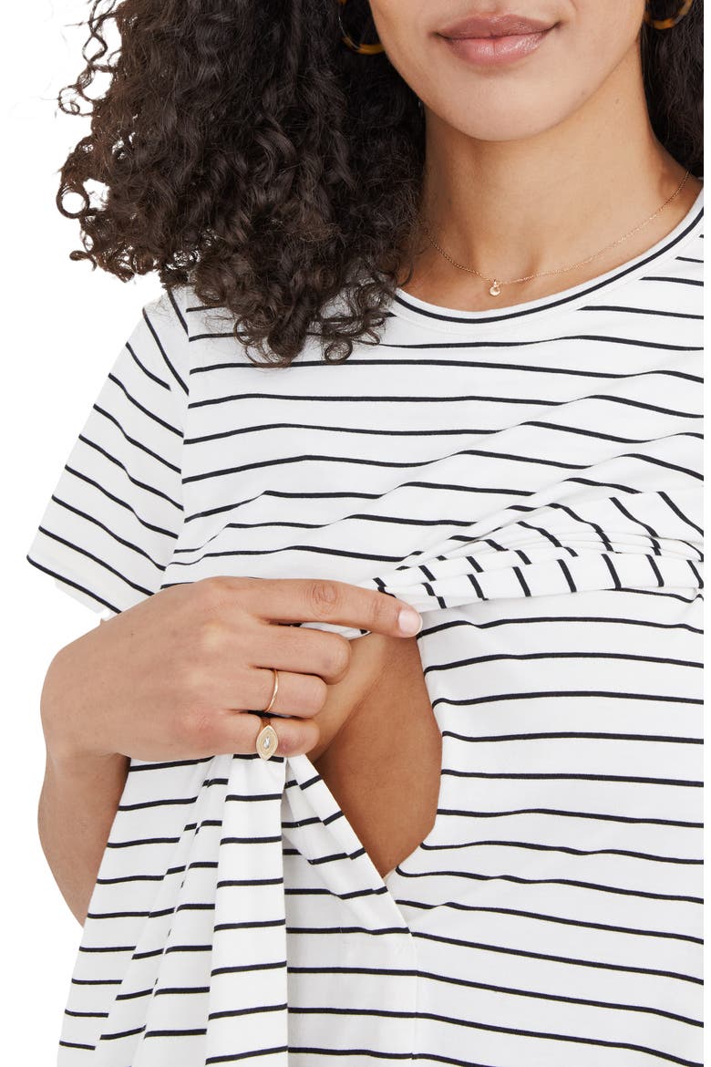 The Easygoing Nursing Maxi T-Shirt Dress, Alternate, color, BLACK/ WHITE STRIPE
