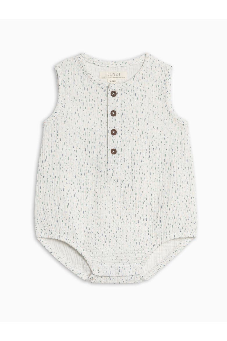 Organic Bowie Muslin Bubble Romper, Main, color, Pinehurst / Powder + Shell