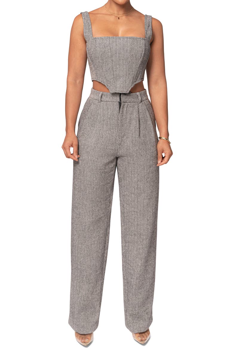 JLUXLABEL Herringbone Tweed Pants, Alternate, color, Grey