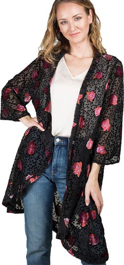 Rose Velvet Burnout Ruana