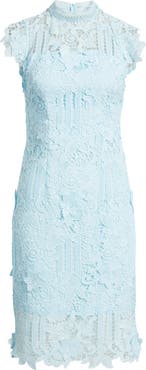 Eliza J Floral Appliqué Lace Sheath Dress