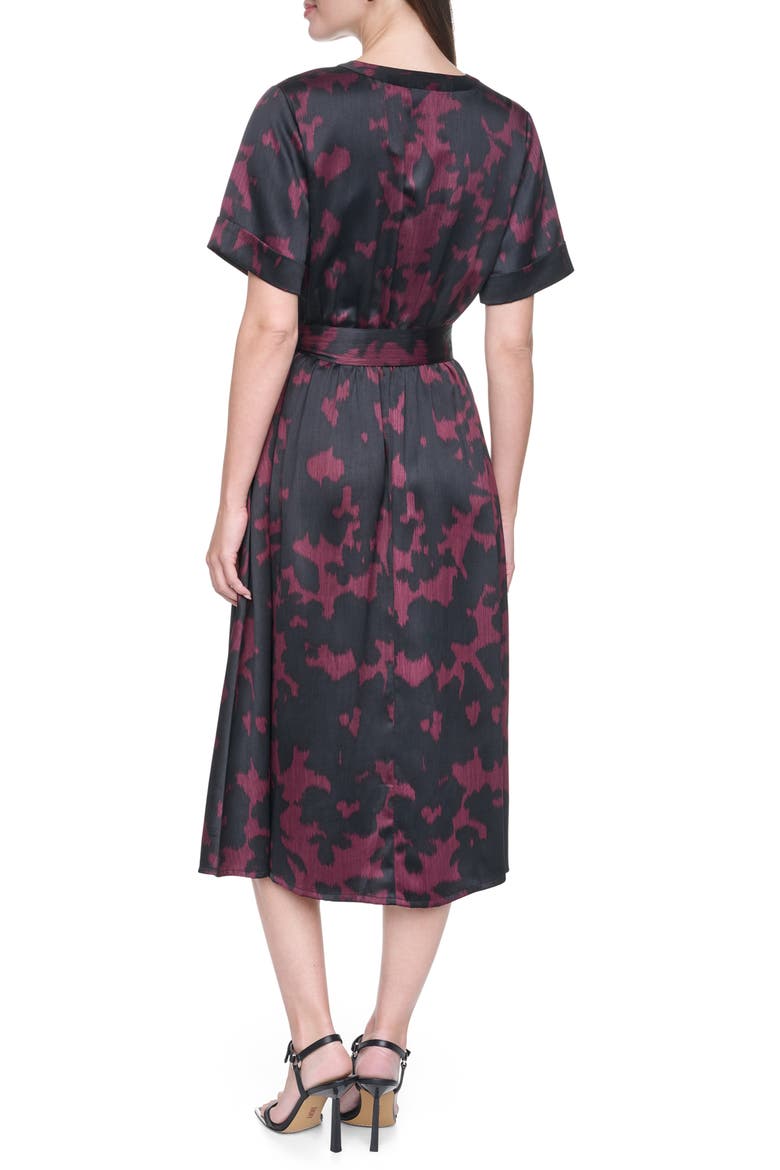 Folded Cuff Shirtdress, Alternate, color, BURGUNDY/ BLACK