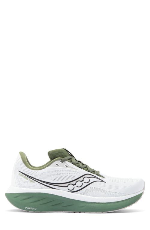 Saucony Ride 18 Running Shoe In White/olivine