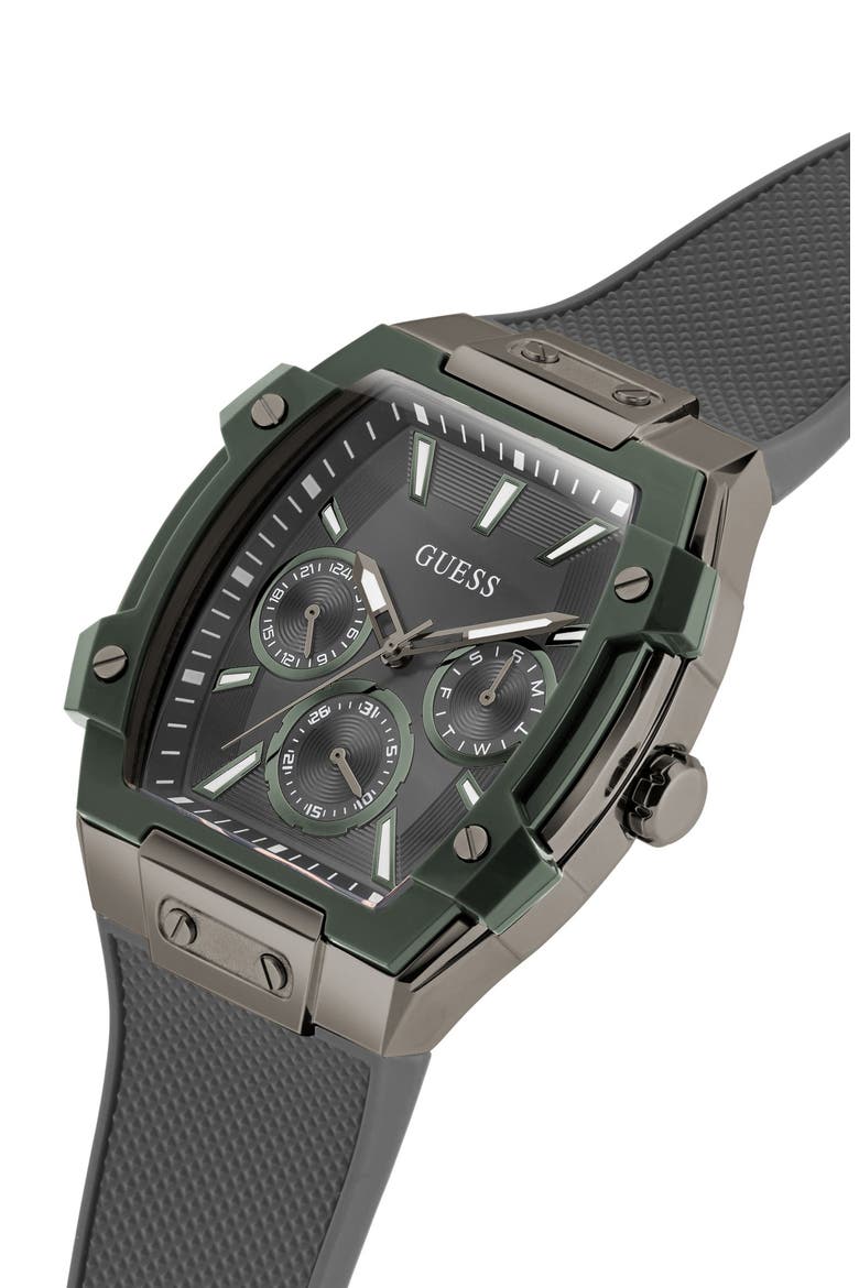 Multifunction Silicone Strap Watch, 44mm x 51mm, Alternate, color, GREY