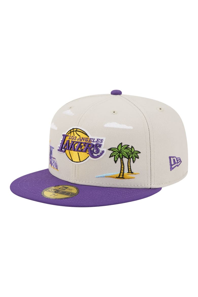 Men's New Era  Tan/Purple Los Angeles Lakers Localized City Icon 59FIFTY Fitted Hat, Main, color, Tan