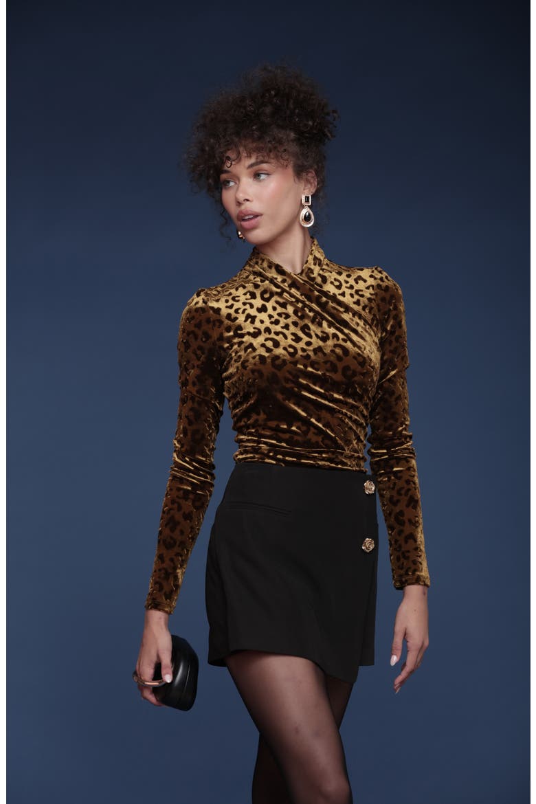 Burnout Leopard Print Surplice Top, Alternate, color, BURNOUT LEOPARD
