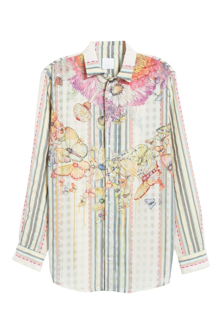 Rocky Denim Jacket with Genuine Orylag® Rabbit Fur Trim, Alternate, color, BLOOMING DAHLIA