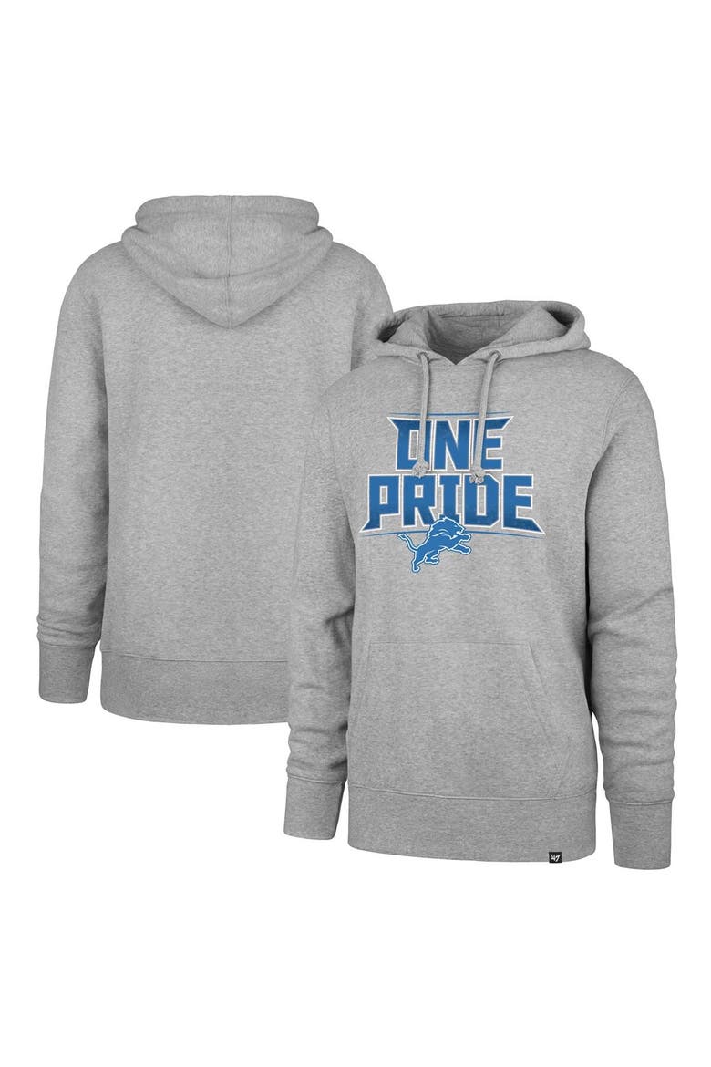 Men's '47 Gray Detroit Lions Regional Headline Pullover Hoodie, Main, color, Gray