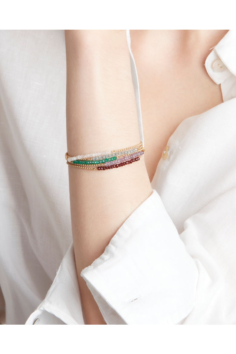 Cosmos Bracelet  with Natural Gemstones. Handmade in Italy, Alternate, color, Green Onyx